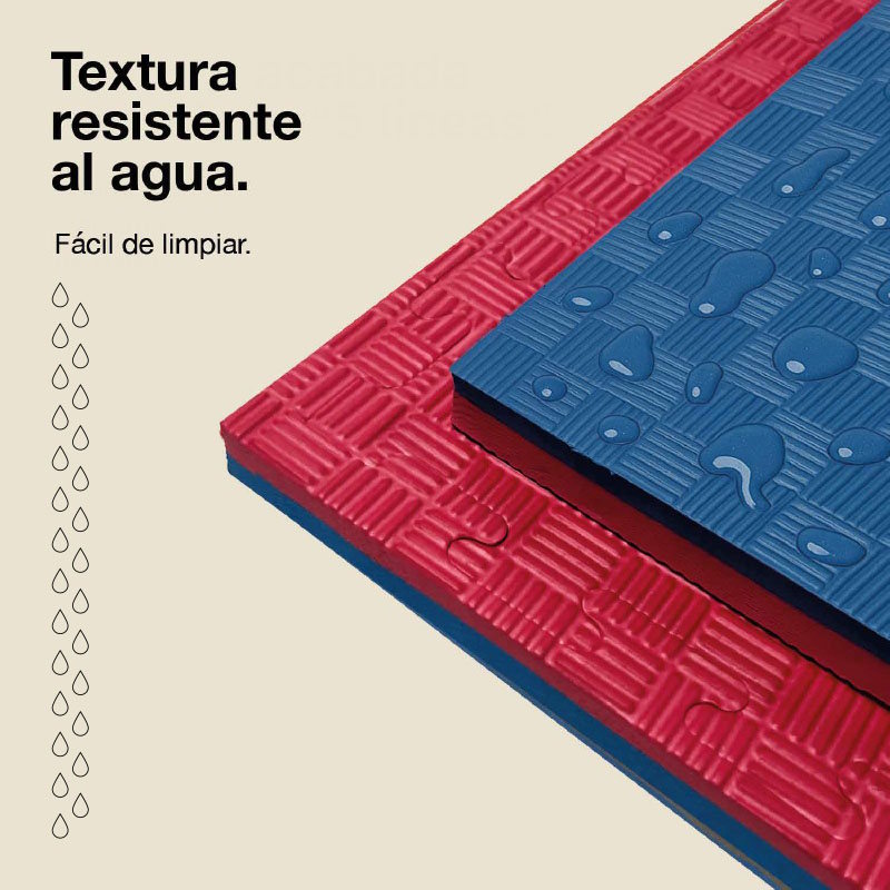 Jowy Tatami Puzzle 2,5cm 100x100cm, Pack 4 Unidades – Superficie 5 Líneas Rojo/azul_4
