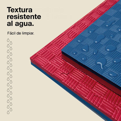 Jowy Tatami Puzzle 2,5cm 100x100cm, Pack 4 Unidades – Superficie 5 Líneas Rojo/azul_4