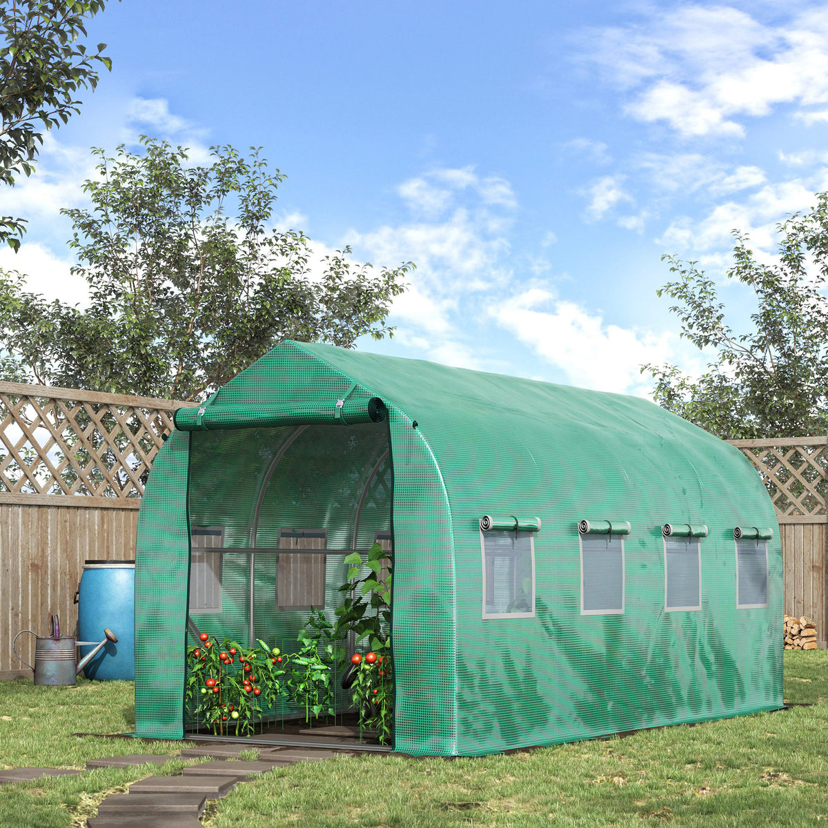 Outsunny Invernadero De Exterior 4x2x2 M Con 8 Ventanas De Malla Verde_1