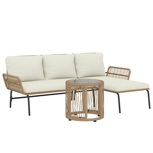 Muebles De Jardín Outsunny Metal, Ratán Crema 122x79x75 Cm_0