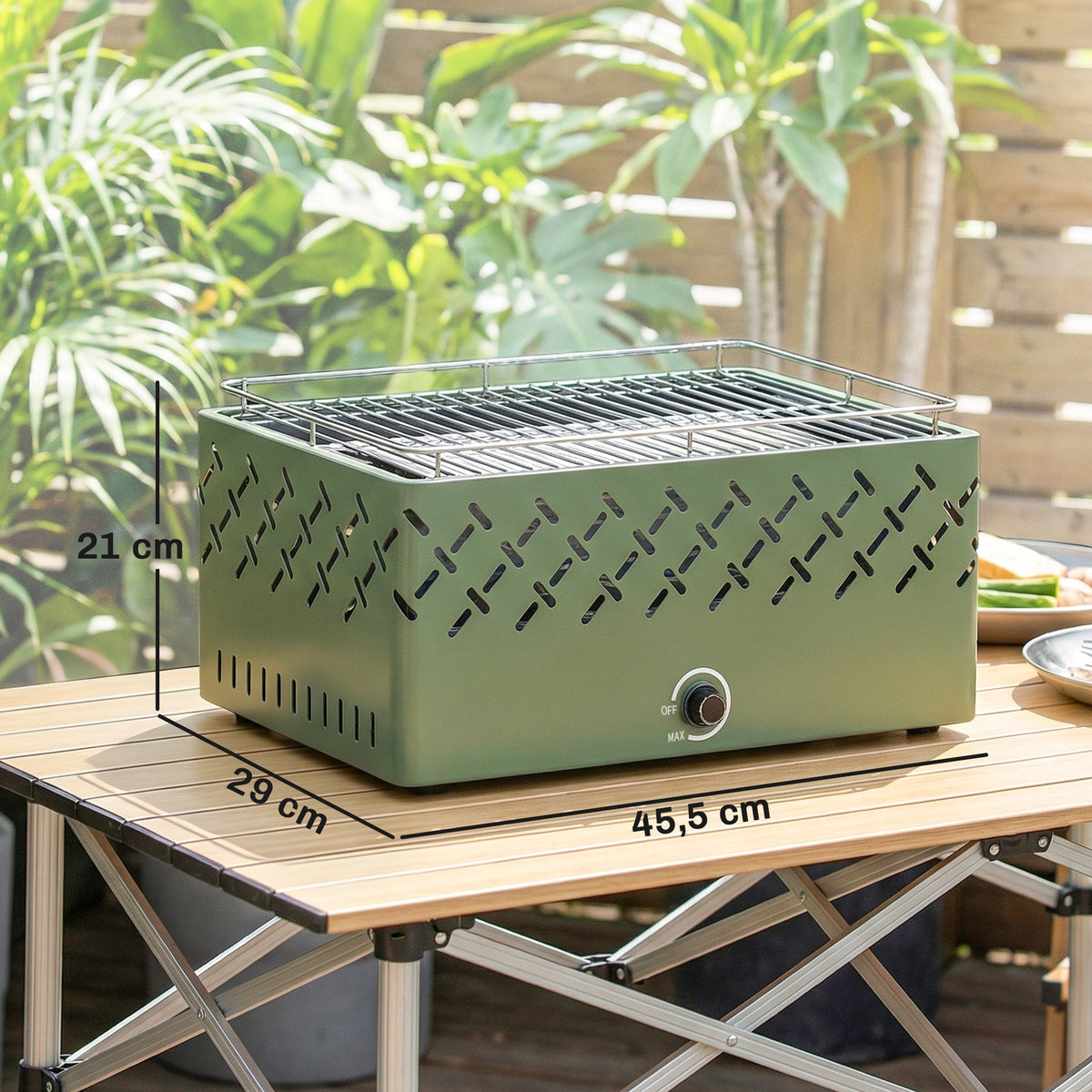 Barbacoa De Carbón Outsunny Metal Verde 45.5x29x21 Cm_2
