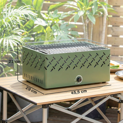 Barbacoa De Carbón Outsunny Metal Verde 45.5x29x21 Cm_2