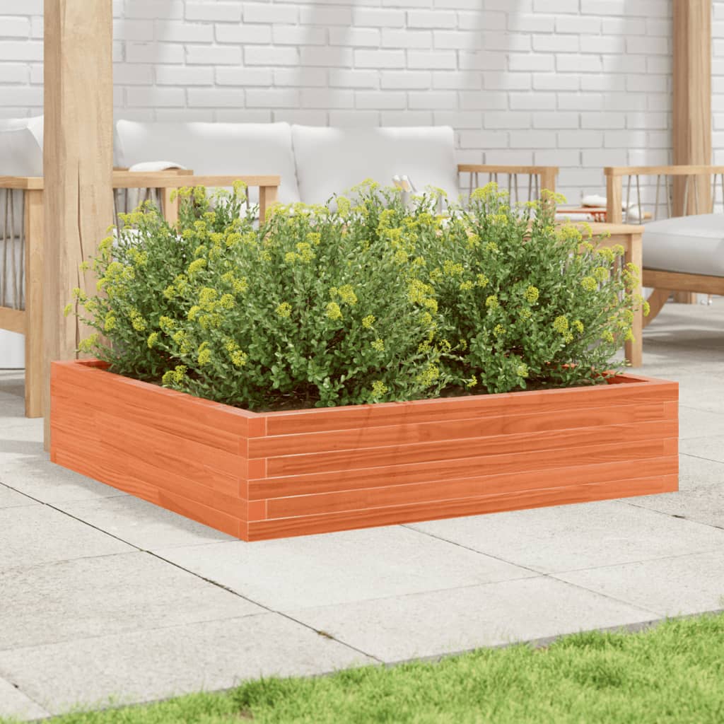 Jardinera De Madera Maciza De Pino Marrón Cera 100x100x23 Cm_2