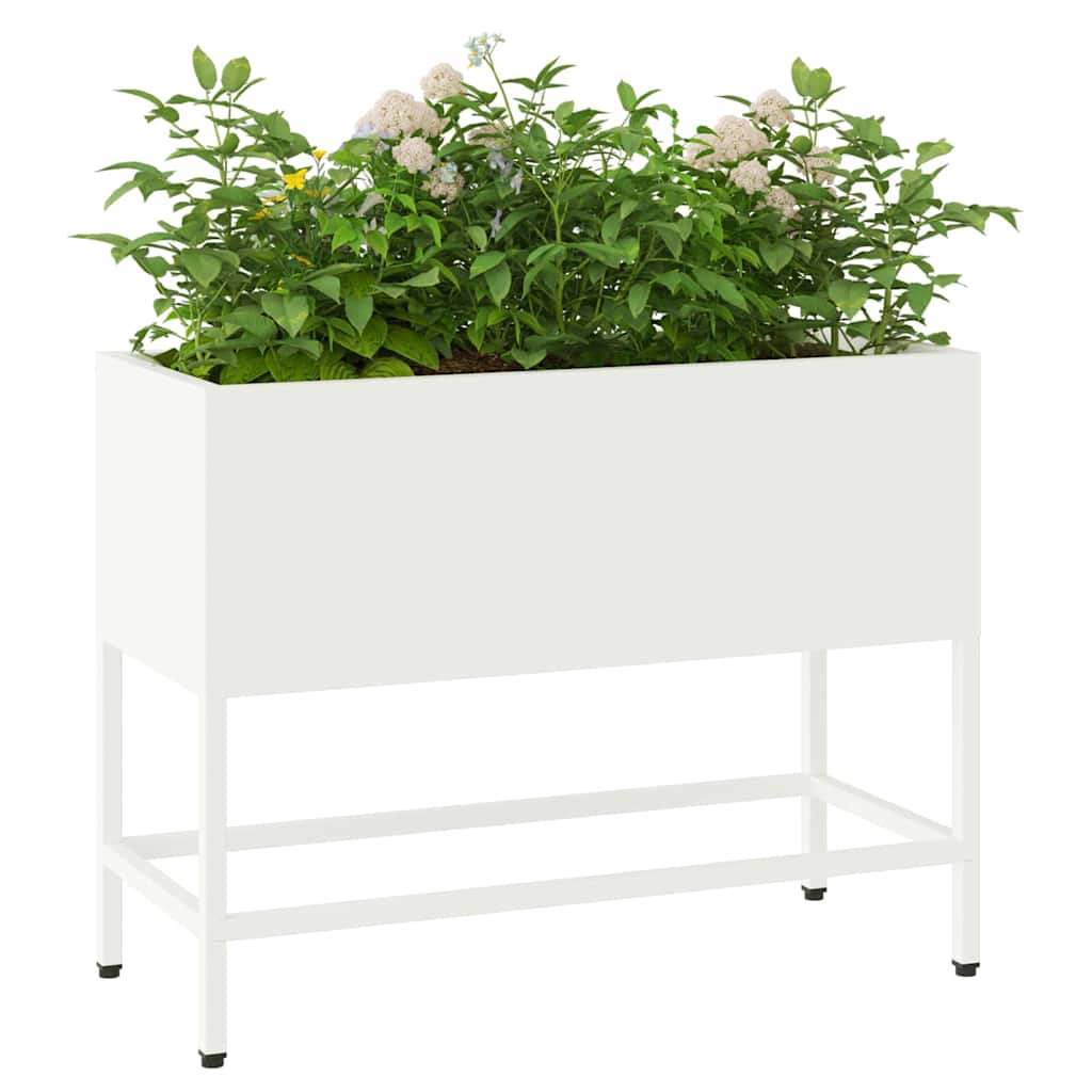 Jardinera Elevada Blanco 60 X 26 X 48 Cm Acero_2