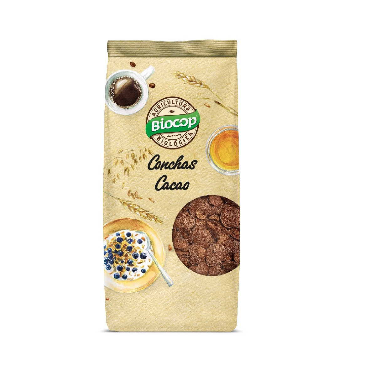 Cereales en Conchas crujientes con Chocolate Biocop 250 g
