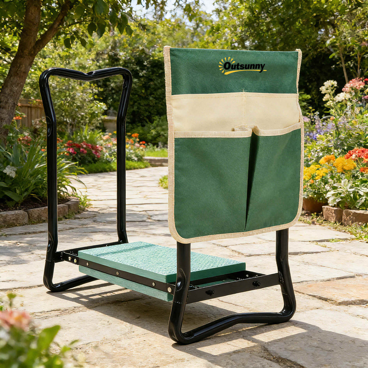 Outsunny Banco Plegable Para Jardinería 2 En 1 Ajustable 58x28x49cm_1