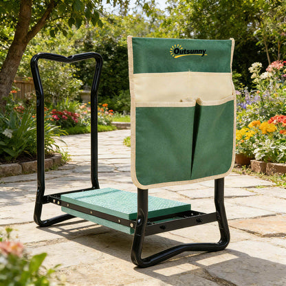Outsunny Banco Plegable Para Jardinería 2 En 1 Ajustable 58x28x49cm_1