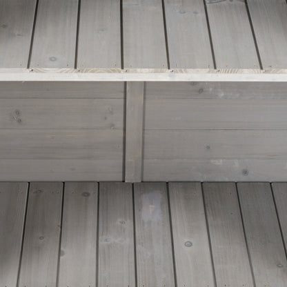 Outsunny Cobertizo Almacenamiento Madera Jardín 2 Estantes Interiores Gris_3