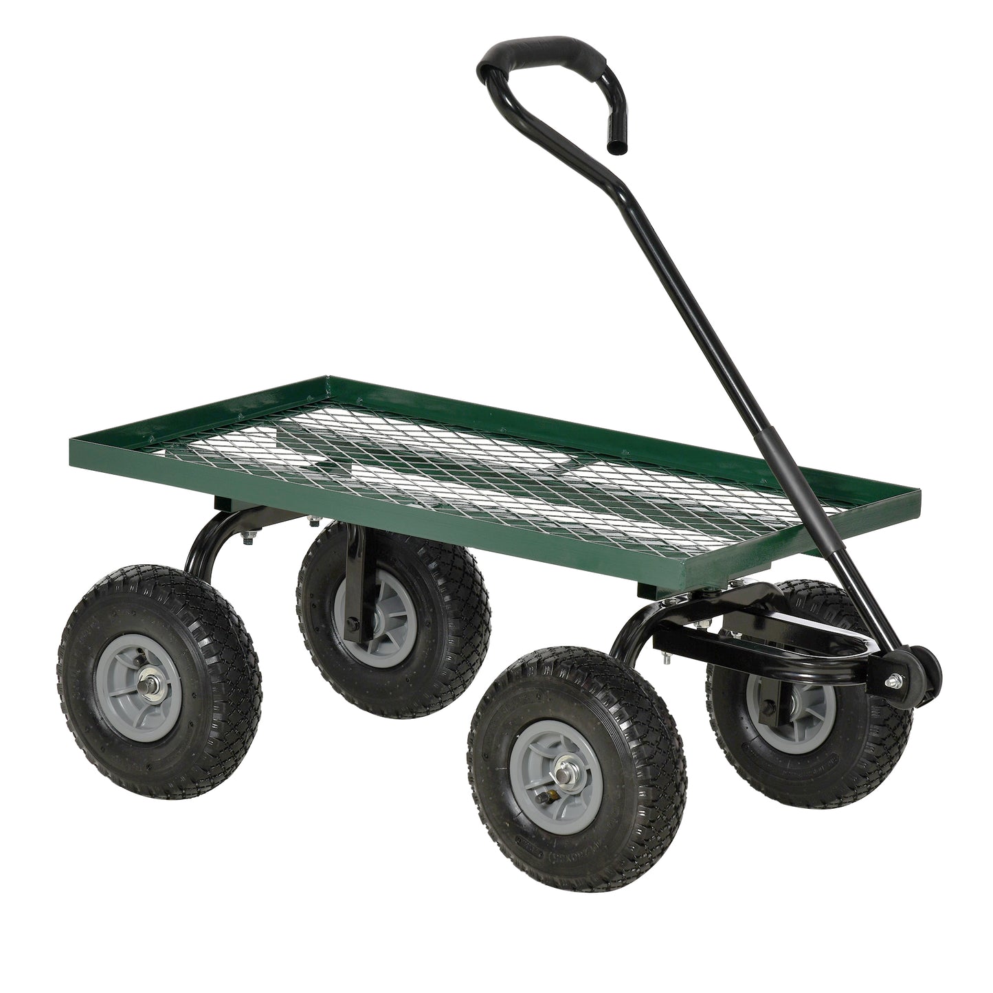 Outsunny Carro De Jardín Con Ruedas Grandes Mango Revestido Carga 150 Kg Negro_0