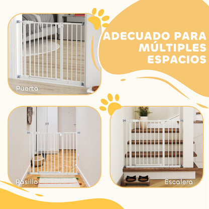 Pawhut Barrera De Seguridad Con Longitud Ajustable 74-97,5x76,2 Cm Blanco_3