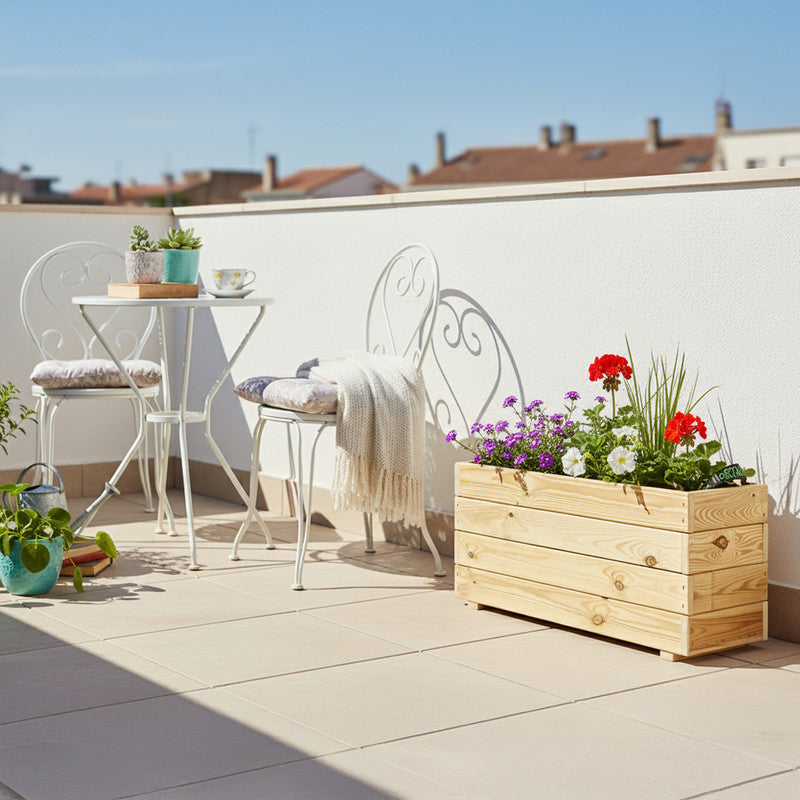 Jardinera Rectangular De Madera Tratada Para Exterior Ghio Hortalia 80x30x40 Cm_1