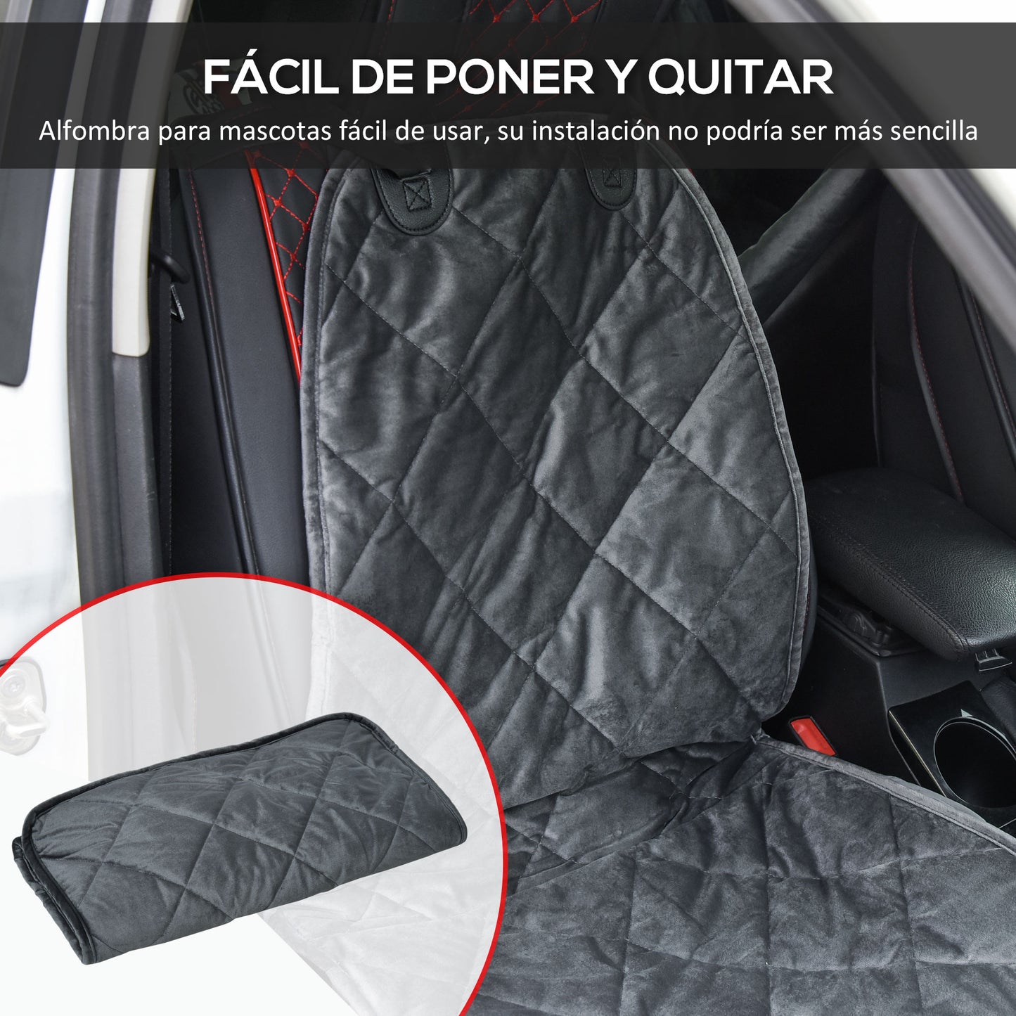 Pawhut Funda De Asiento Delantero De Coche Para Perro Antideslizante Con Ancla Y_4