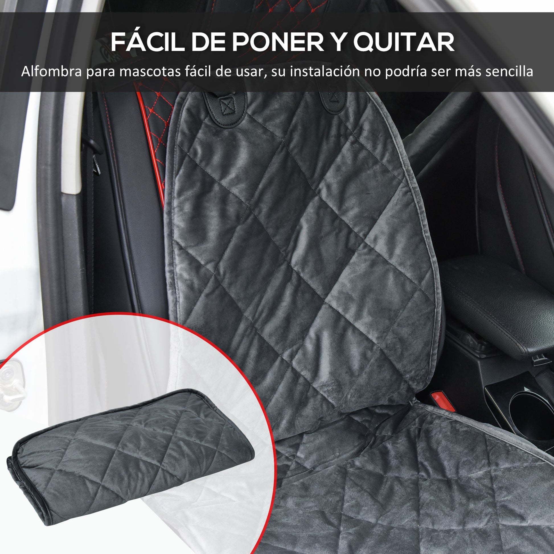 Pawhut Funda De Asiento Delantero De Coche Para Perro Antideslizante Con Ancla Y_4