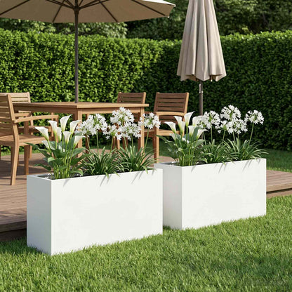 Macetero De Jardín 2 Uds. Blanco 80 X 30 X 40 Cm_1