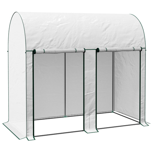 Outsunny Invernadero Pequeño Con 2 Puerta Con Cremallera 200x100x178 Cm Blanco_0