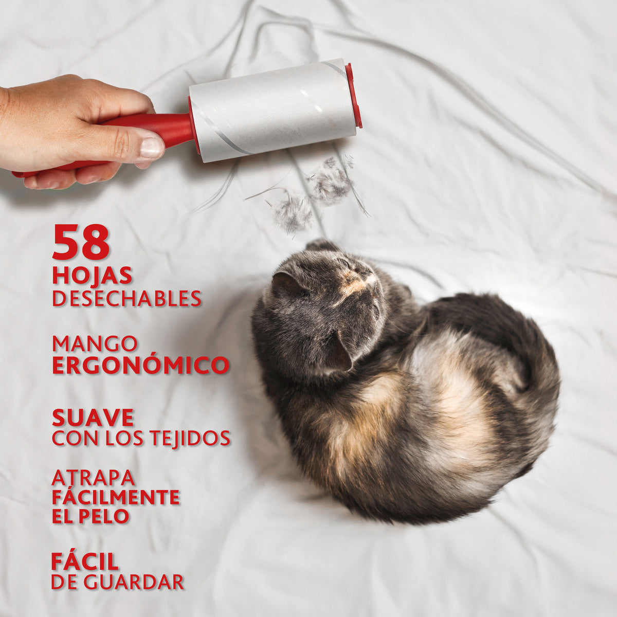 Sistema Rodillo Quitapelusas Pet Pro, Vileda Rojo/Blanco