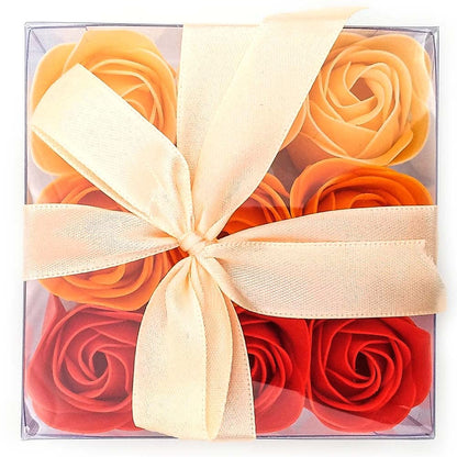 Pack 5 Cajas 9 Rosas De Jabón (naranja) - Flores Con Pétalos De Jabón Perfumados - Regalo Original Para Días Especiales_2