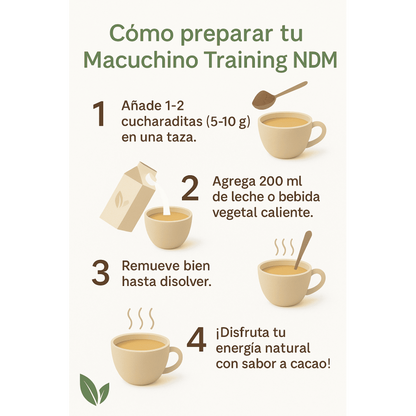 Macuchino Training Eco Sabor Cacao 100g – Mezcla Natural Con Maca, Avena Y Cacao ecológico_1