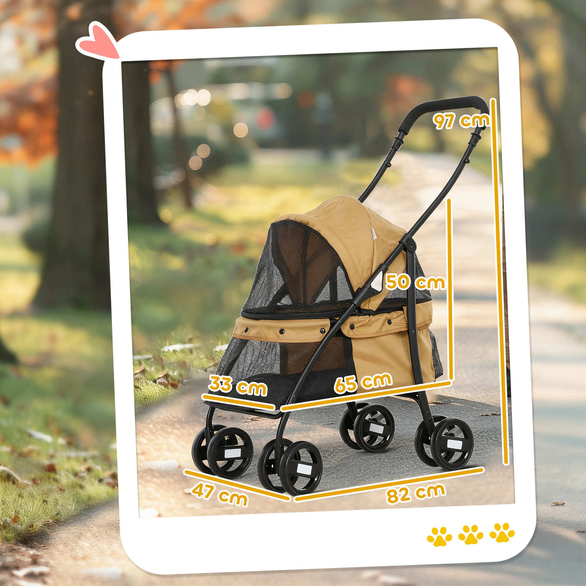Pawhut Carrito Para Perros Plegable Con Ventanas De Malla Cojín Lavable Café_2