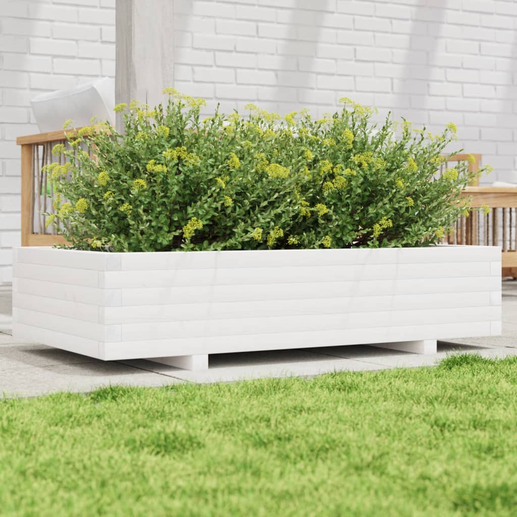 Jardinera De Madera Maciza De Pino Blanco 110x60x26,5 Cm_1