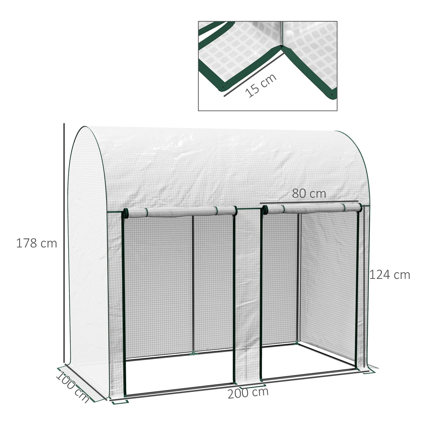 Outsunny Invernadero Pequeño Con 2 Puerta Con Cremallera 200x100x178 Cm Blanco_2