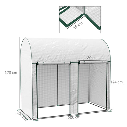 Outsunny Invernadero Pequeño Con 2 Puerta Con Cremallera 200x100x178 Cm Blanco_2