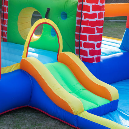 Outsunny Castillo Hinchable Con 2 Toboganes 2 Camas Salto Piscina 380x370x230 Cm_3
