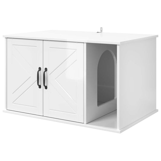 Casa Para Gatos Brillante 85 X 55 X 50 Cm Madera De Ingeniería_0