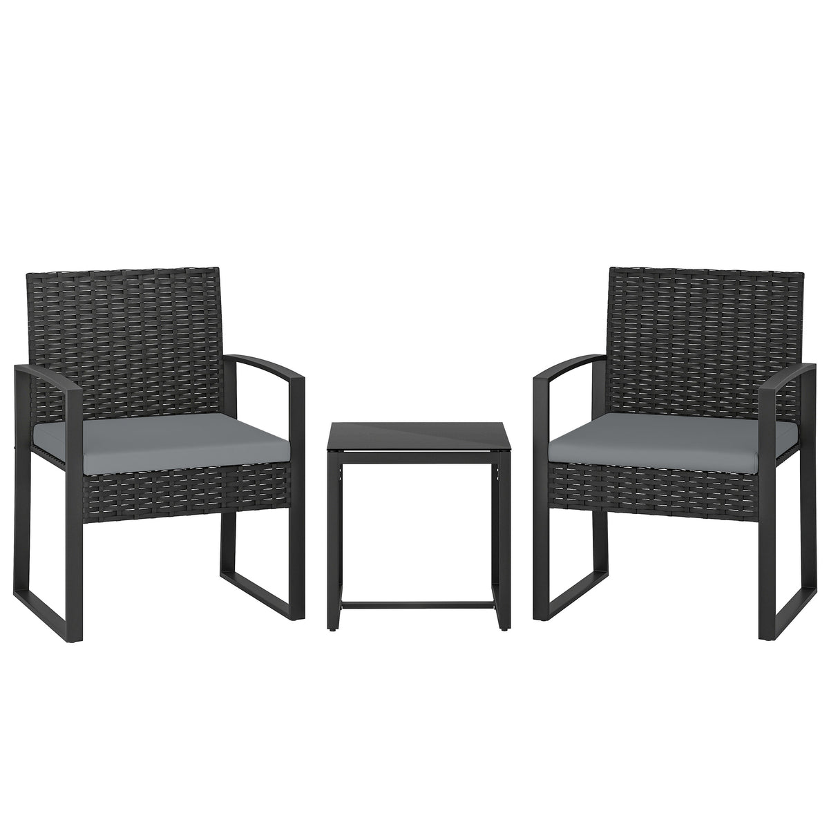Outsunny Muebles De Jardín Con 2 Sillas Con Cojines Lavables Y Mesa De Vidrio_0