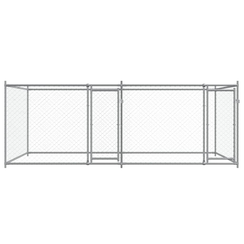 Jaula De Perros Con Puertas Acero Galvanizado Gris 4x2x1,5 M_3