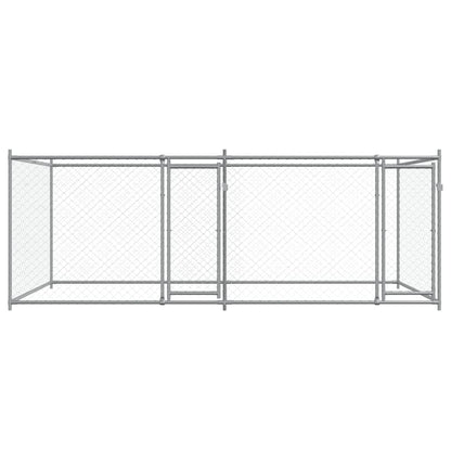 Jaula De Perros Con Puertas Acero Galvanizado Gris 4x2x1,5 M_3
