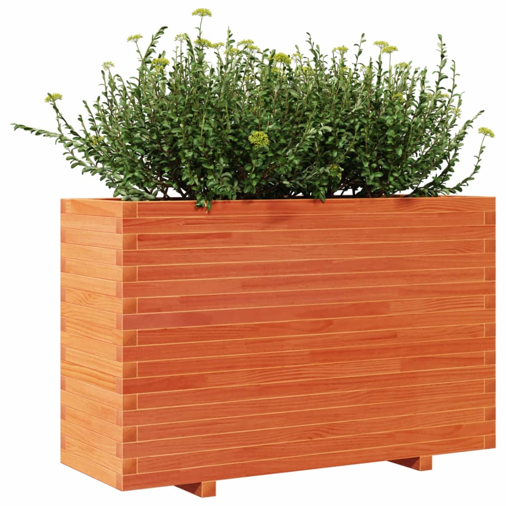 Jardinera Madera Maciza De Pino Marrón Cera 110x40x72 Cm_3