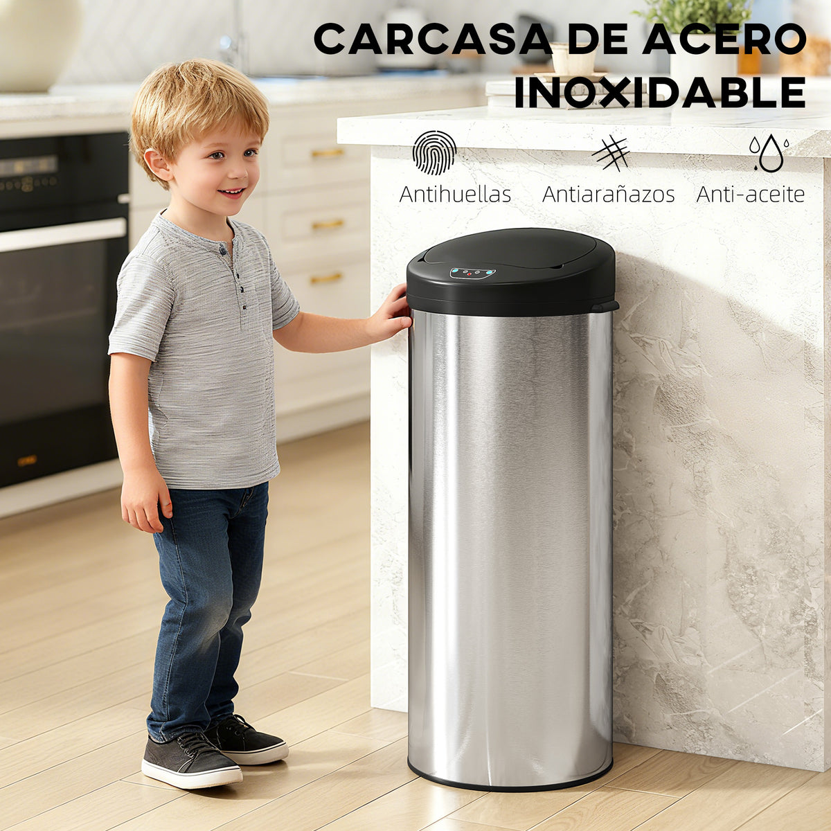 Balde De Lixo Homcom Aço Inoxidável, Abs Prateado 32x30x78.5 Cm 851-054v01sr_5