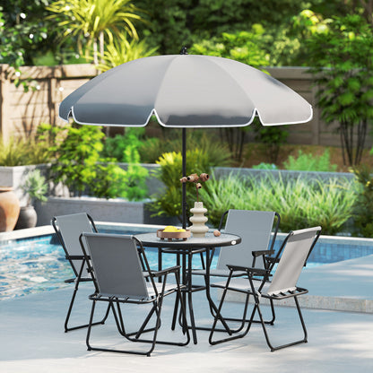 Outsunny Conjunto De Mesa Y Sillas Jardín De 6 Piezas Con Sillas Mesa Y Parasol_1