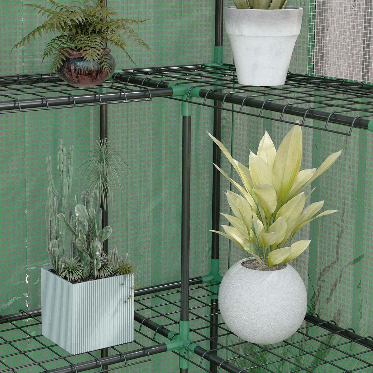 Outsunny Invernadero Para Jardín Con 1 Puerta 2 Ventanas 140x73x190 Cm Verde_3