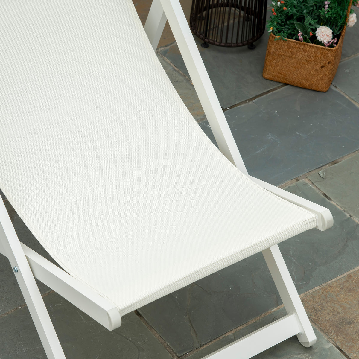 2 Tumbonas Plegables Outsunny Aluminio, Texteline Blanco 58x96,5x91,5 Cm_3
