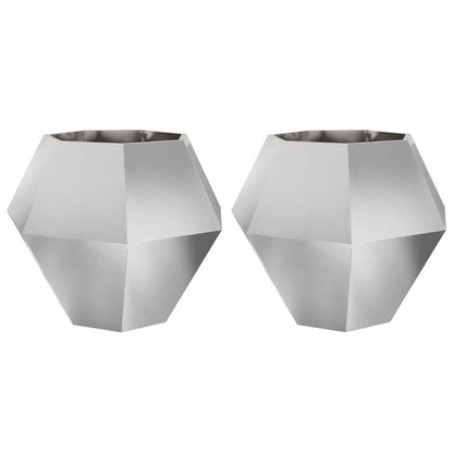 Jardinera 2 Pcs Plateado 100 X 100 X 80 Cm Acero Inoxidable_0