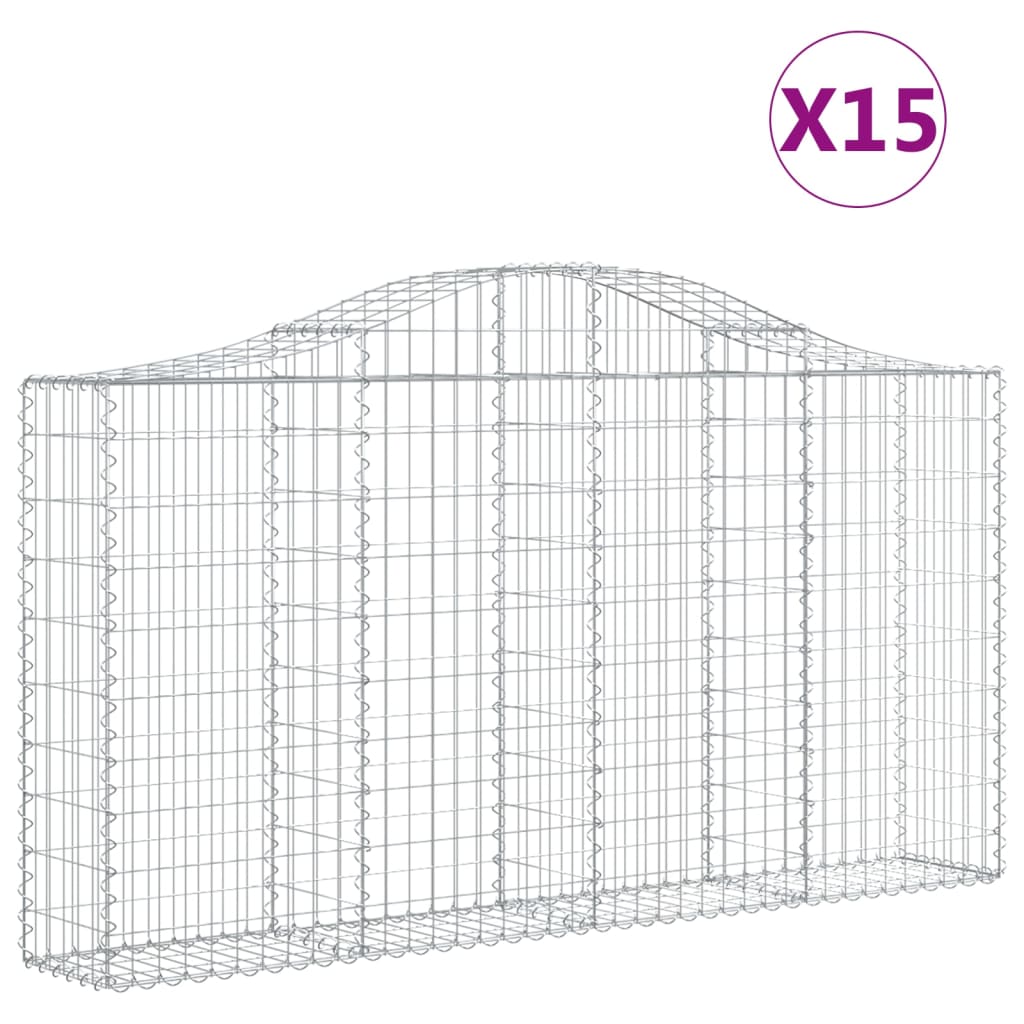 Cestas Gaviones 15 Uds Forma De Arco Hierro 200x30x100/120 Cm_0