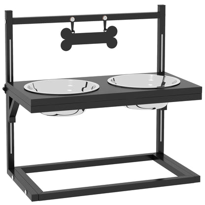 Pawhut Comedero Elevado Para Perros Con 2 Tazones 40,5x22x39 Cm Negro_1