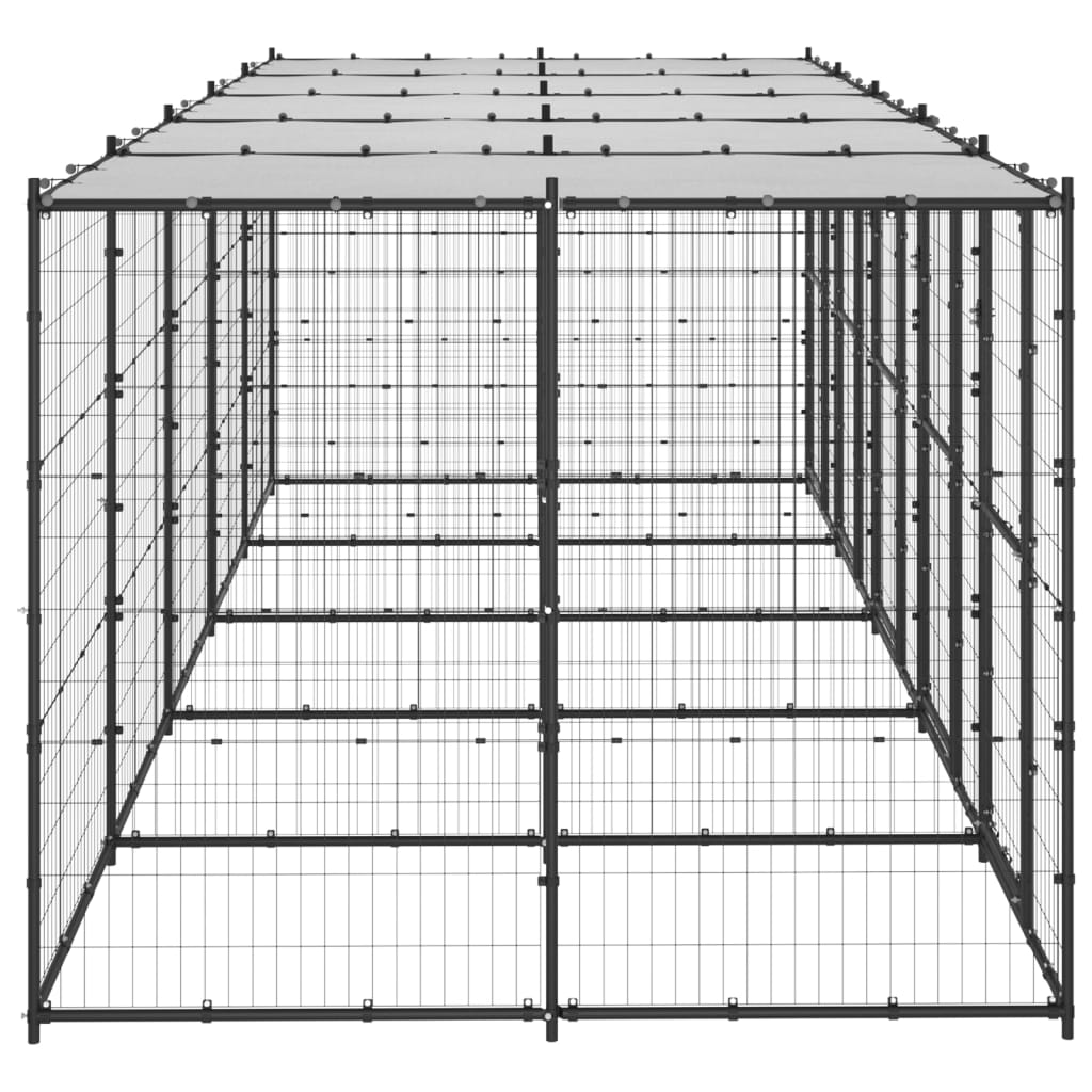 Perrera De Exterior De Acero Con Techo 12,1 M²_2