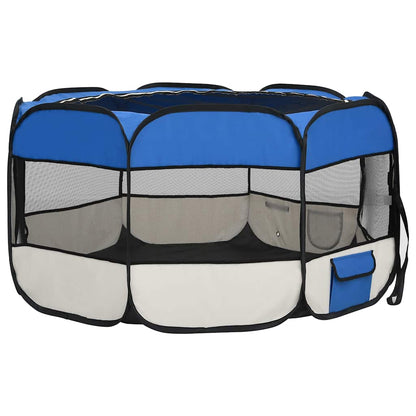 Parque De Perros Plegable Y Bolsa Transporte Azul 125x125x61cm_4