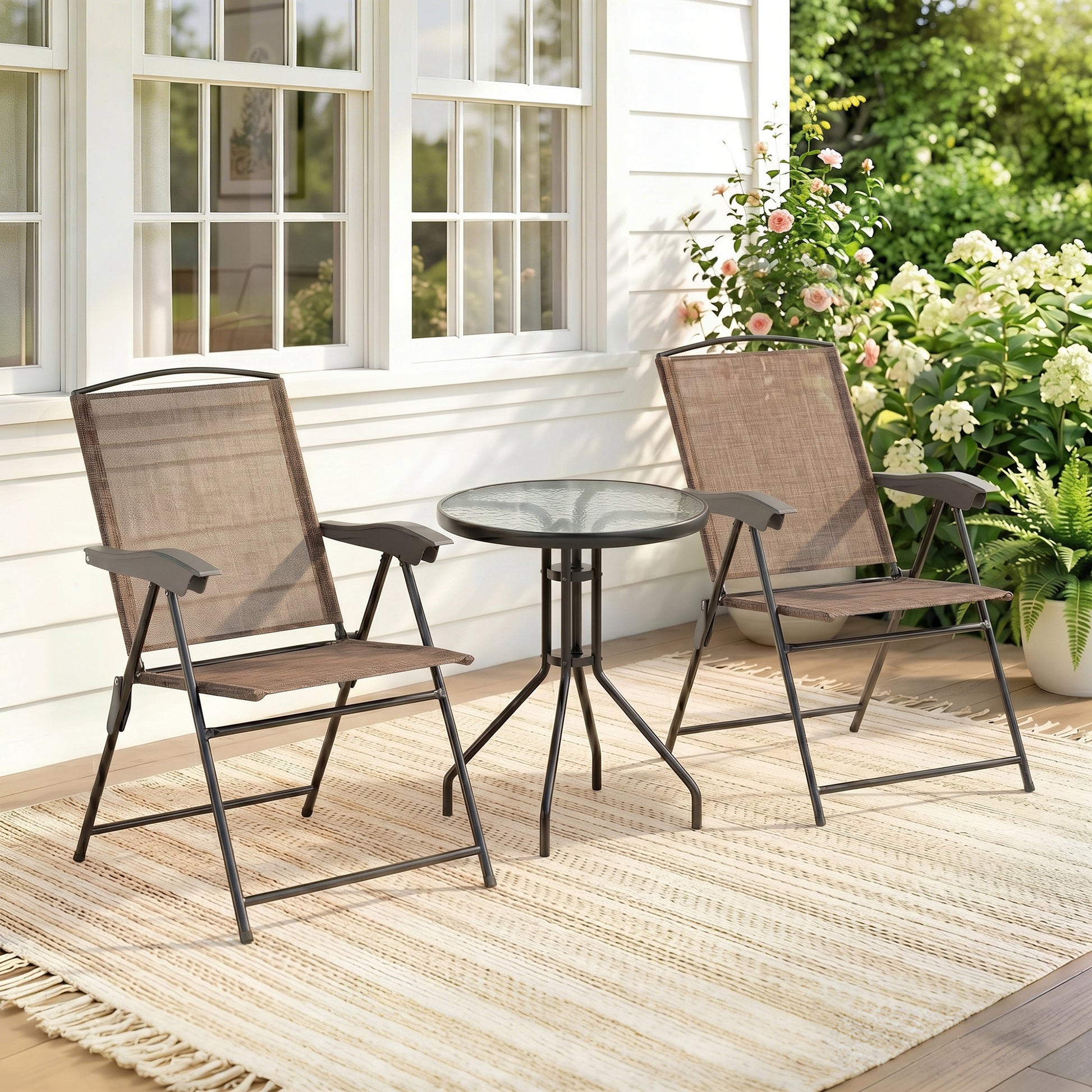 Outsunny Conjunto Mesa Y 2 Sillas Muebles Jardín De Exterior Patio Terraza_1