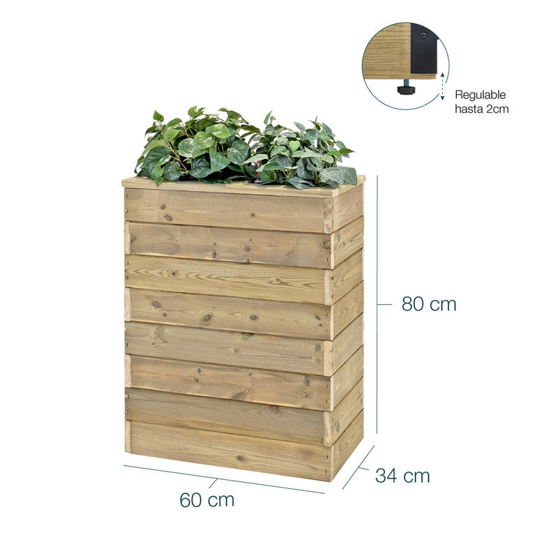 Jardinera Con Autorriego De Madera Nidum Basic Interior Y Exterior Hortalia 60x34x80 Cm_5