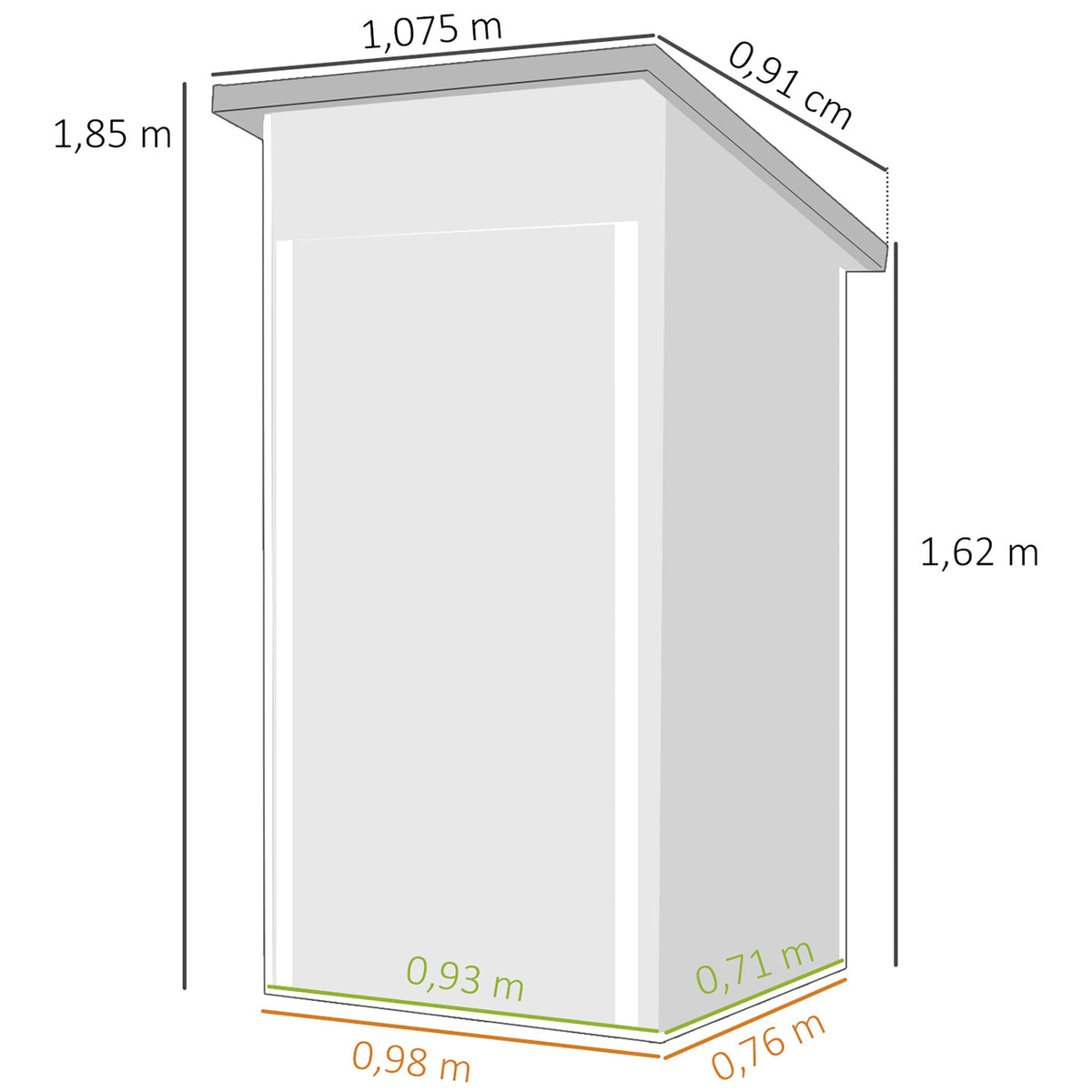 Outsunny Caseta De Jardín Exterior 107,5x91x185 Cm Puerta Con Cerradura Verde_2