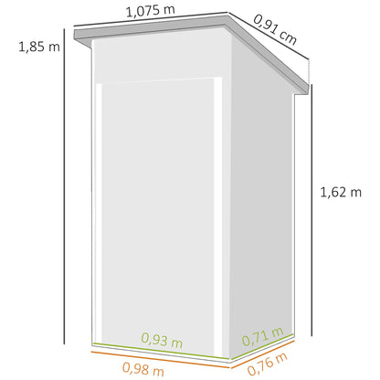 Outsunny Caseta De Jardín Exterior 107,5x91x185 Cm Puerta Con Cerradura Verde_2
