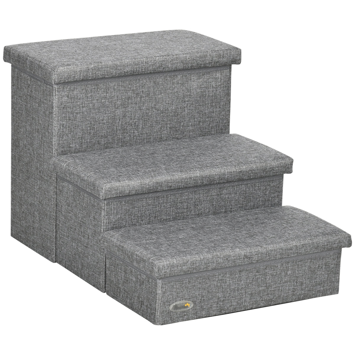 Pawhut Escalera Para Mascotas De 3 Peldaños Con Espacio 63,5x42,5x40,5 Cm Gris_0