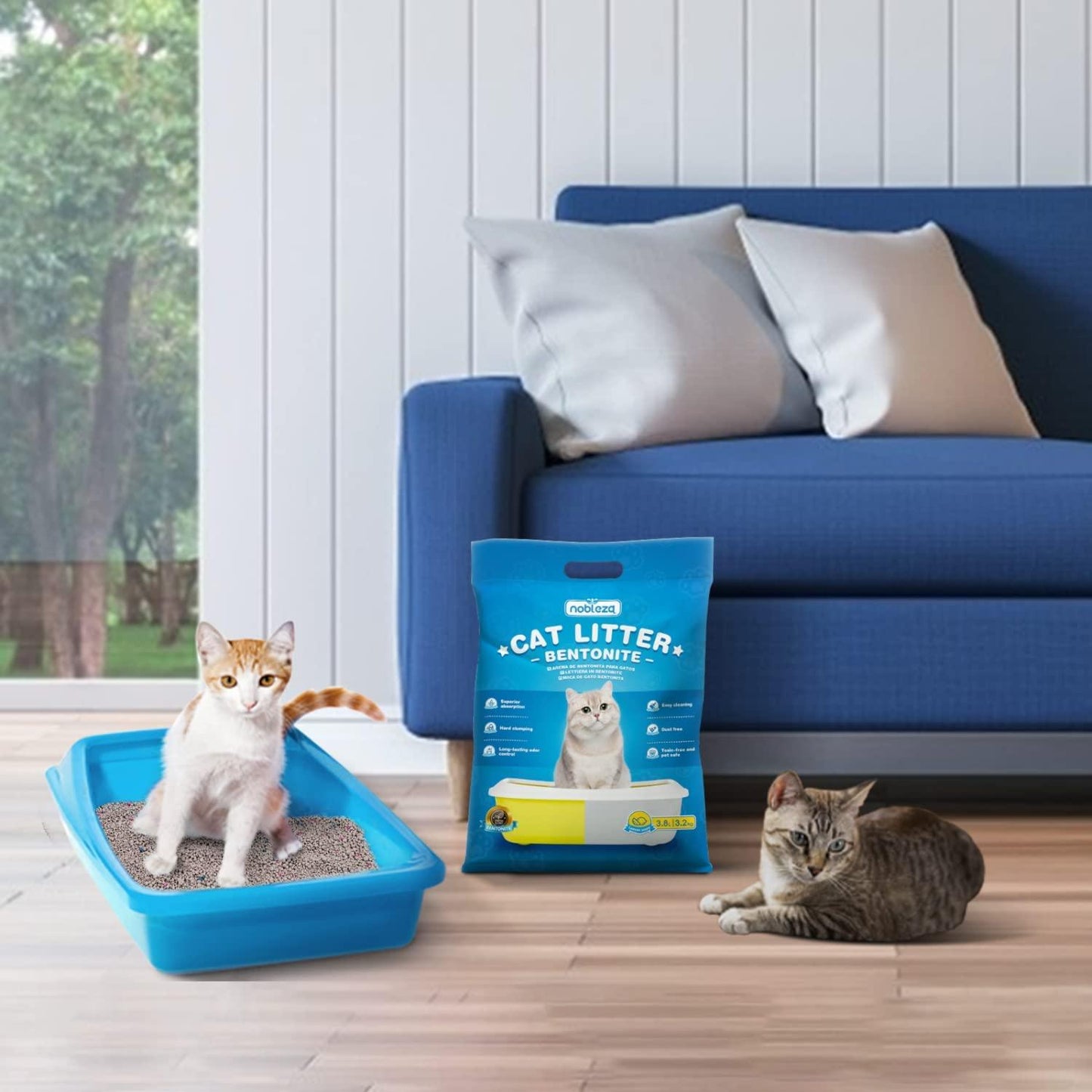 Arena aglomerante de bentonita para gatos sin olor Nobleza 3.8 L