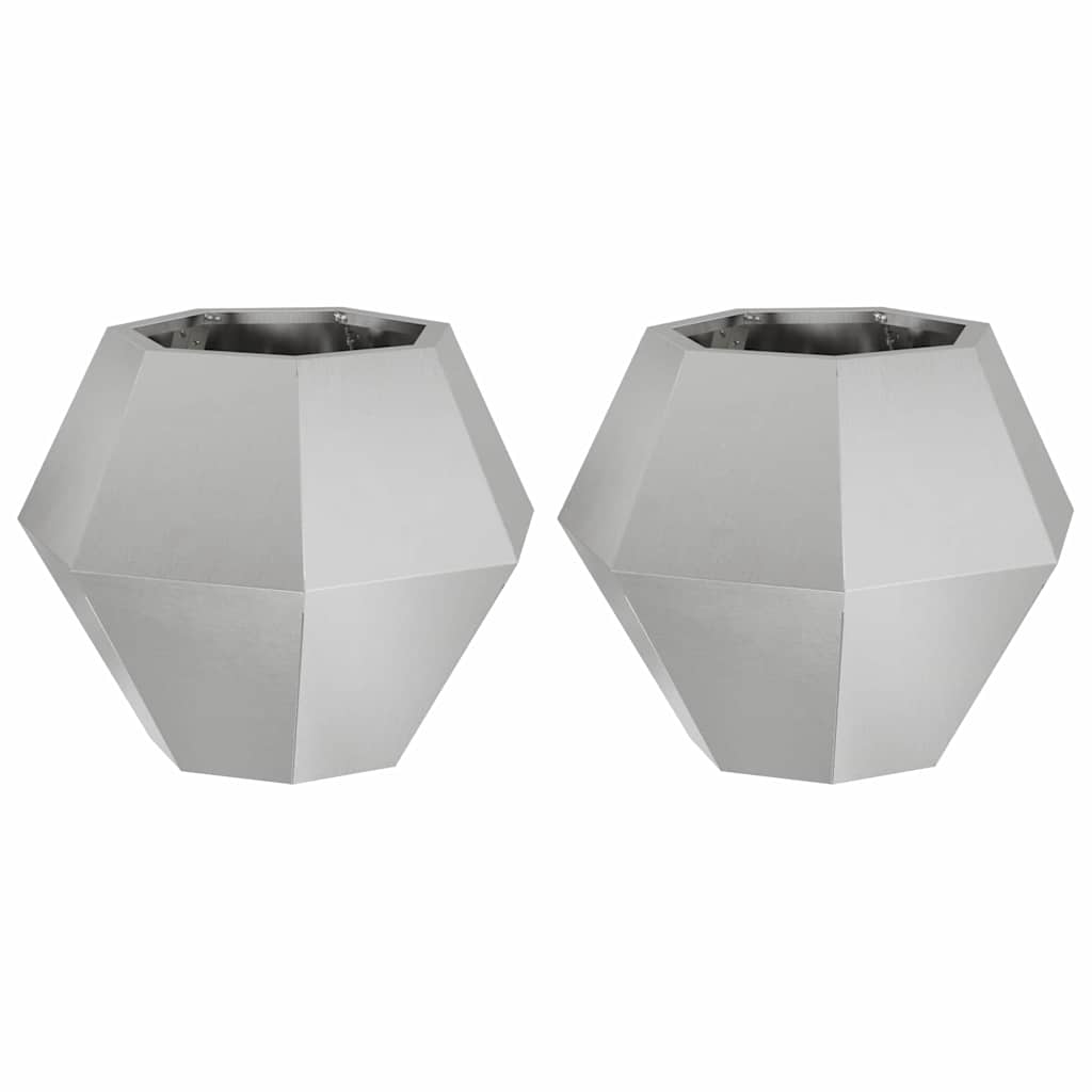 Jardinera 2 Pcs Plateado 50 X 50 X 40 Cm Acero Inoxidable_0