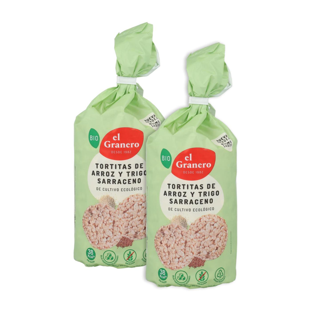 Pack 2x Tortitas de Arroz con Trigo Sarraceno El Granero, 100 g