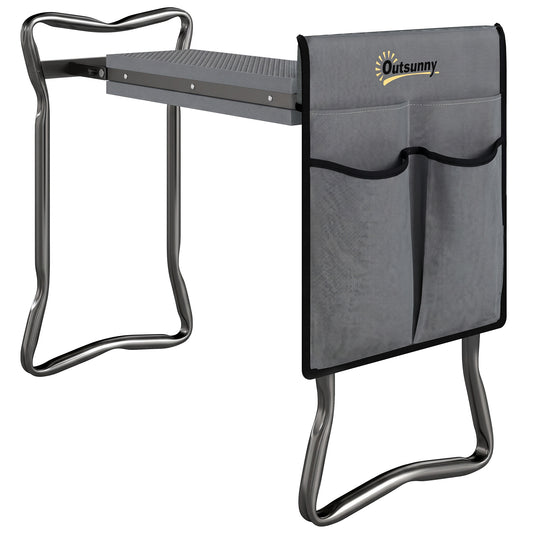 Outsunny Taburete De Jardín Plegable 2 En 1 Con Almohadilla De Espuma Y Bolsa_0